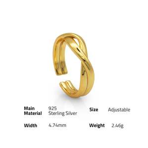 Chris April Spinner <strong>Ring</strong> 925 Sterling Silver Double Layers Resizable Cross Over Rope Knitting Finger <strong>Rings</strong> - Product Image 4