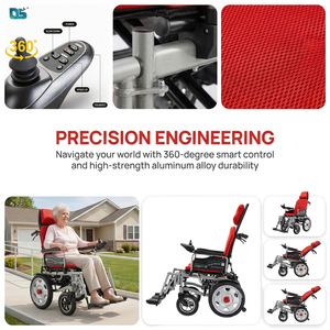 Fauteuil roulant électrique pliable en aluminium léger avec moteur sans balais et batterie au lithium pour personnes âgées handicapées - Certifié CE - Product Image 2