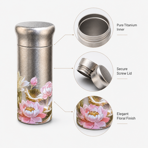 Nouvelle tasse <span class=keywords><strong>thermos</strong></span> mini en titane à isolation sous vide - Tasse cadeau portable de luxe léger de style chinois pour femmes - Product Image 4
