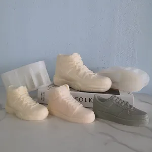 J144 Neue handgemachte Dekoration Geschenk kerze Herstellung 13cm kleine Größe 3D High Top Sneakers Form 21 Formen Schuhe Silikon Kerzen form