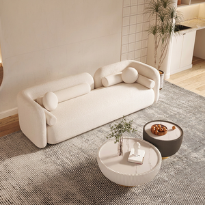 EU Nordic Simple Modern Light Luxury Lamb Fleece Fabric 2 Seater 3 Seater 4 Seater High End Living Room Sectional Fabric - Product Image 1