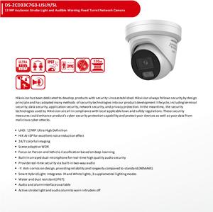 Hik Original DS-2CD33C7G3-LISUY/SL 12MP ウルトラカラーVu3.0 スマートハイブリッドライト AcuSense PoE IPタレット型ネットワークカメラ 双方向音声対応 - Product Image 6