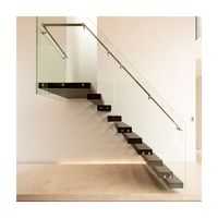 Escaliers flottants en acier A3 invisibles 300*12mm avec marches en bois et contrôleur de lumière