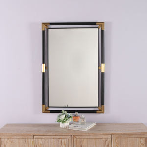 Mur moderne grand luxe Long miroir en bois géométrique Art Design 3D stéréoscopique maison entrée miroir mural décoratif - Product Image 1