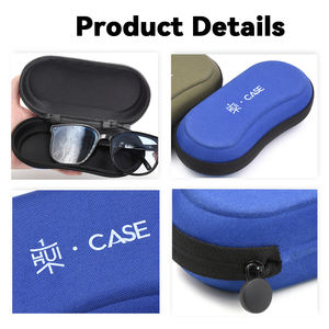 Étui à lunettes semi-rigide portable de voyage avec fermeture éclair, 16*7*4.8cm, personnalisé OEM, impression soie, le plus vendu - Product Image 3