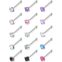 Yazi Anneau de nez/Septum articulé en acier inoxydable 316L avec zircons cubiques transparents multiples, hypoallergénique, bijoux de piercing corporel