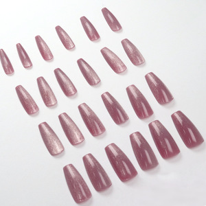 24 Uñas Postizas Doris Efecto Ojo de Gato, Longitud Media, Brillantes, Elegantes y Reutilizables, Set de Manicura para Mujer, Venta al Por Mayor - Product Image 4