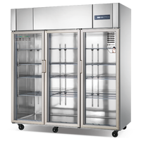 Réfrigérateur vertical commercial à 3 portes vitrées en acier inoxydable, vitrine réfrigérée pour restaurants et commerces de détail