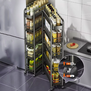 Khoảng cách hẹp lăn lưu trữ Rack, mỏng Pull-out nhà bếp phòng tắm tổ chức tủ với bánh xe, nhiều lớp thép carbon kệ - Product Image 4