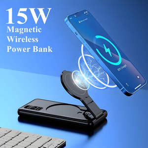 Transparent 10000mAh Magnetic Wireless Power Bank 15W Fast <b>Charging</b> Foldable Adjustable Phone Stand Dual <b>USB</b> Type C Ports LED - Product Image 6