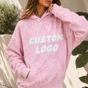 Felpa <span class=keywords><strong>con</strong></span> Cappuccio Personalizzata da Donna <span class=keywords><strong>con</strong></span> Stampa a Fiocco su Tutta la Superficie, Morbida in Maglia, Stile Y2K, Casual, <span class=keywords><strong>con</strong></span> Logo Personalizzato Stampato in 3D a Rilievo - Product Image 2