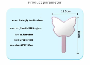 Mini Portable Light Makeup Mirror butterfly Shape Handheld Cosmetics <b>Tools</b> Pocket pink Mirror - Product Image 4