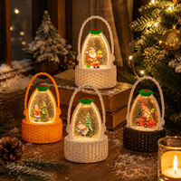Lanterne en cristal portable de Noël, lumière de nuit LED en forme de flocon de neige, décoration de table pour les fêtes, lumière chaude, alimentée par piles, cadeau