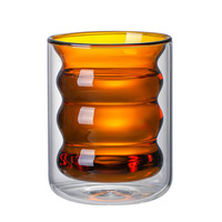 Vente en gros de tasses en verre à double paroi Wonder, design coloré et solide, 200 ml, soufflées à la main, réutilisables, compatibles lave-vaisselle et micro-ondes, pour café, thé, jus