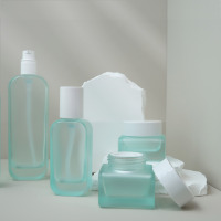 Ensemble de bouteilles en verre cosmétique de haute qualité avec pot en verre de crème à pompe à lotion pour emballage cosmétique