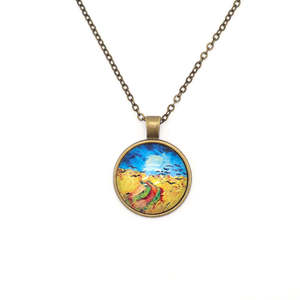 Kalung foto kustom liontin kaca rantai dengan Museum karya seni untuk hadiah Natal hadiah promosi bisnis - Product Image 1