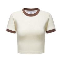 Y2K atasan crop katun 100% wanita ukuran besar kaus polos seksi 3D pendek ramping kualitas tinggi untuk anak perempuan musim panas Logo kustom