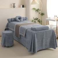 Ensemble de 4 housses de lit de luxe pour salon de beauté, drap de massage facial en coton pour spa et salon de lavage d'oreilles