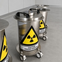 Conteneur de stockage des déchets nucléaires en acier inoxydable brossé blindé contre les radiations, bac de stockage radioactif, armoire de protection contre les radiations
