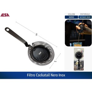 Filtro per Cocktail in Acciaio Inossidabile Nero, Strumenti Essenziali per Bar - Product Image 1