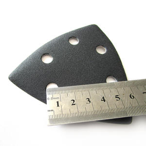 Disco de lijado de papel abrasivo <span class=keywords><strong>triangular</strong></span> de gancho y bucle de 6 agujeros, 90x90mm, papel de <span class=keywords><strong>lija</strong></span> impermeable <span class=keywords><strong>para</strong></span> herramientas abrasivas, pulido de metales - Product Image 2