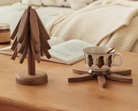 Sous-plats en bois pour plats chauds, en forme d'arbre de Noël, pliables, pour casseroles, bols, théières et réchauds