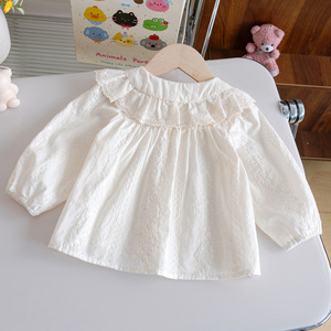 Camisa con Estampado Tie-Dye Versátil para Niñas, Blusa con Cuello <span class=keywords><strong>de</strong></span> Muñeca <span class=keywords><strong>de</strong></span> Encaje, Nueva Colección <span class=keywords><strong>de</strong></span> Otoño, Top Dulce y Elegante para Bebés - Product Image 2