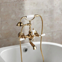 Ensemble de robinetterie de baignoire thermostatique de luxe FEIDU à double poignée, en laiton, avec douchette téléphonique en céramique, pour hôtels, montage mural, eau chaude et froide