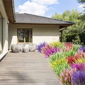 Fleurs artificielles d'imitation Sentai, 5 têtes de lavande rouge et violette, bouquet décoratif rustique pour la maison, le jardin et les jardinières. - Product Image 2