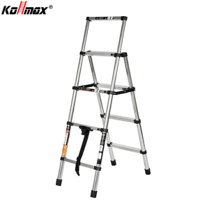 Thép không gỉ đôi bên Kính thiên văn thang có thể gập lại hộ gia đình 4 + 5 bước thang 1.4m Thang gấp tùy chỉnh 330lbs - Product Image 3