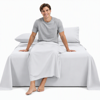 Parure de lit en coton recyclé et polyester, 50 % lavé, 120 g/m², blanche, respirante, tissée, pour hôtels et maisons, vente en gros