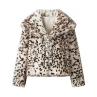 Veste en fausse fourrure moelleuse à imprimé léopard blanc vintage Zeyu pour femmes, manteau court chaud d'hiver tendance, manteaux en fausse fourrure écologiques pour femmes ODM