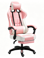 Fauteuil de gaming ergonomique tout blanc avec repose-pieds, dossier haut inclinable en cuir, pivotant, pour e-sport et bureau, avec pièces métalliques personnalisées