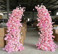 Arche de fleurs artificielles en soie rose réaliste, faite à la main, en forme de corne de taureau, pour décoration de fond de mariage, douce, pour la fête des mères, Noël
