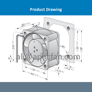 Ventilateur axial miniature pour onduleur ebmpapst 414 40X40X20mm 24V DC 1W 42mA 10m3/h 6000 tr/min à roulements à manchon - Product Image 4