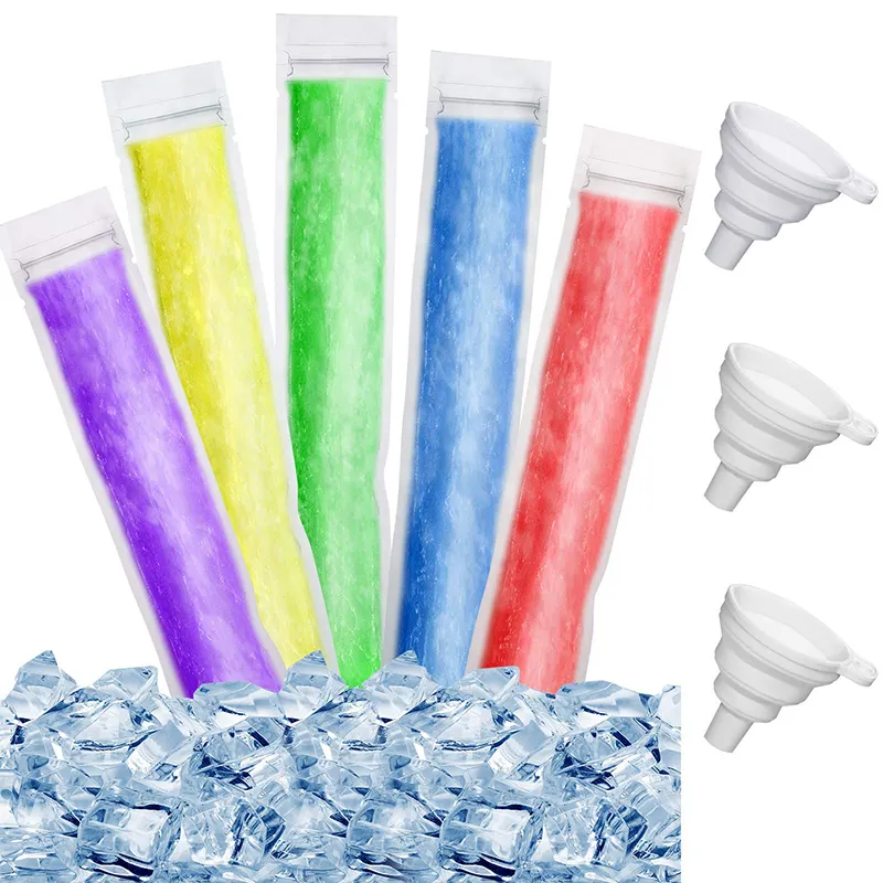 Individuelle durchsichtige frei von BPA lebensmittel-Klasse einweg-Eis-Pop-Kunststoff Saft Getränk Eis Lollipop-Stuben Formverpackungsbeutel mit Reißverschluss