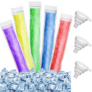 定制透明双酚a免费食品级一次性冰Pop塑料果汁饮料冰棒冰棒管模具包装袋带拉链