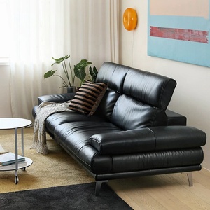 Set di Divani Zayshine in Vera Pelle Nera, Stile Minimalista Italiano, 3 Posti, Modulare, per <span class=keywords><strong>Soggiorno</strong></span>, Ufficio, Appartamento, Villa, <span class=keywords><strong>Divano</strong></span> Regolabile - Product Image 4