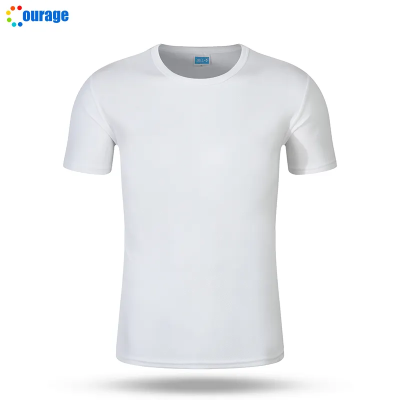 Camiseta de malha de poliéster 100, camiseta branca multicolorida para homens