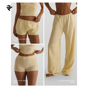 Abiti estivi da donna set da salotto personalizzati da donna <span class=keywords><strong>canotta</strong></span> in cotone a coste e pantaloncini due pezzi da donna set da donna - Product Image 4