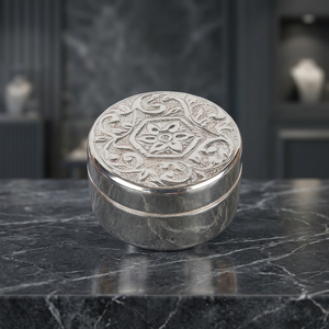 Boîte à monnaie ronde artisanale en laiton argenté Code Silver Ginni - Product Image 2