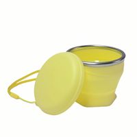 Venta caliente Nueva llegada 180ml Taza de silicona plegable Portátil Macaron Taza de agua de silicona plegable con tapa Taza de compresión