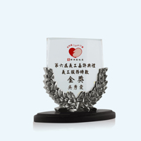 Trophée en cristal fabriqué sur mesure en chine avec base en bois logo personnalisé accepté artisanat en cristal