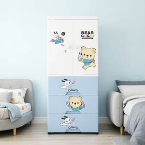 Chambre dessin animé 4 couches bébé garde-robe Portable Durable armoire tiroir organisateur avec roue - Product Image 6