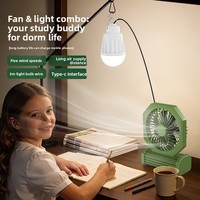 Ventilateur de bureau multifonctionnel alimenté par USB avec éclairage et batterie externe, ventilateur de table portable pour extérieur, moteur sans balais 5 vitesses avec logo