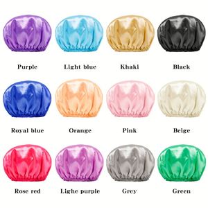 Nuevo Gorro de Ducha Elástico y Reutilizable para Mujer, de Satén, Doble Capa, Impermeable, con Aceite, Regalo Promocional, Cómodo - Product Image 4