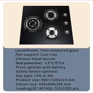 หม้อหุงต้มแบบดรอปอิน60ซม., หม้อหุงข้าว3เตา1แผ่นเซรามิกแก้วนิรภัยสีดำเตาแก๊สไฟฟ้าอพาร์ทเมนต์ประสิทธิภาพสูง - Product Image 3