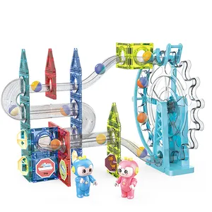 Marble Run Building Blocks giocattoli Kit di apprendimento piastrelle magnetiche elettriche pista da corsa per ragazzi e ragazze di 3 anni