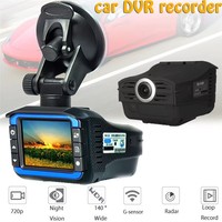 DVR de voiture à objectif unique avec détecteur de radar d'alarme anti-vitesse TFT/écran LED Menu anglais enregistreur vidéo de caméra de tableau de bord