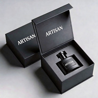 Boîte cadeau magnétique noire en carton rigide avec logo personnalisé en relief, emballage pour parfum et bougie, avec insert en mousse, matériaux recyclés